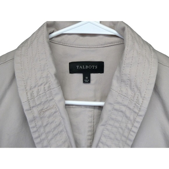Talbots Women's Canvas Blazer Jacket Size 10 Mauve Taupe Cotton Blend Casual - Picture 2 of 11